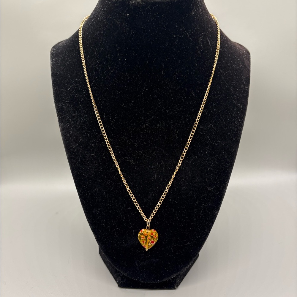 Hand Crafted Yellow Heart Pendant Necklace